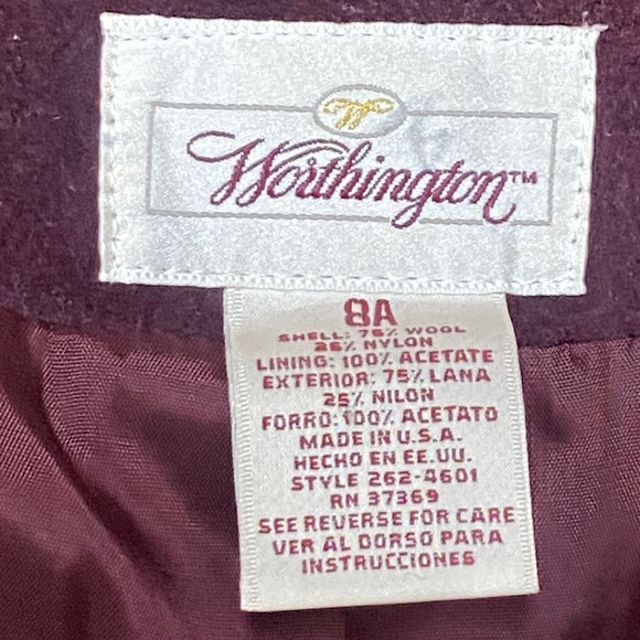 Vintage Worthington Burgundy Wool Blend Coat Size 8A Made By USA - Picture 11 of 16